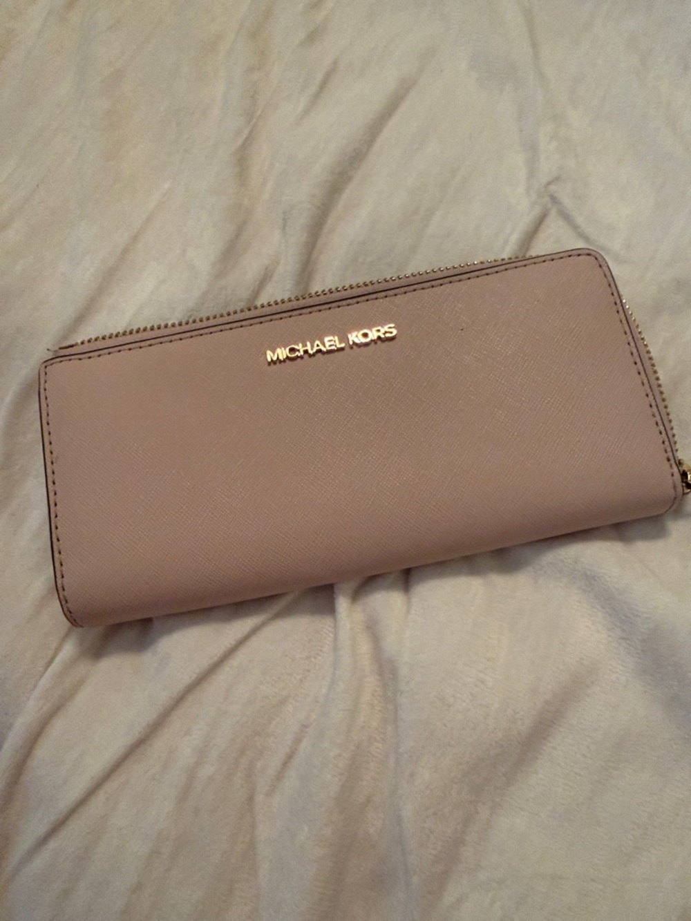 Michael Kors Rose Blush Zip-Around Saffiano Wallet